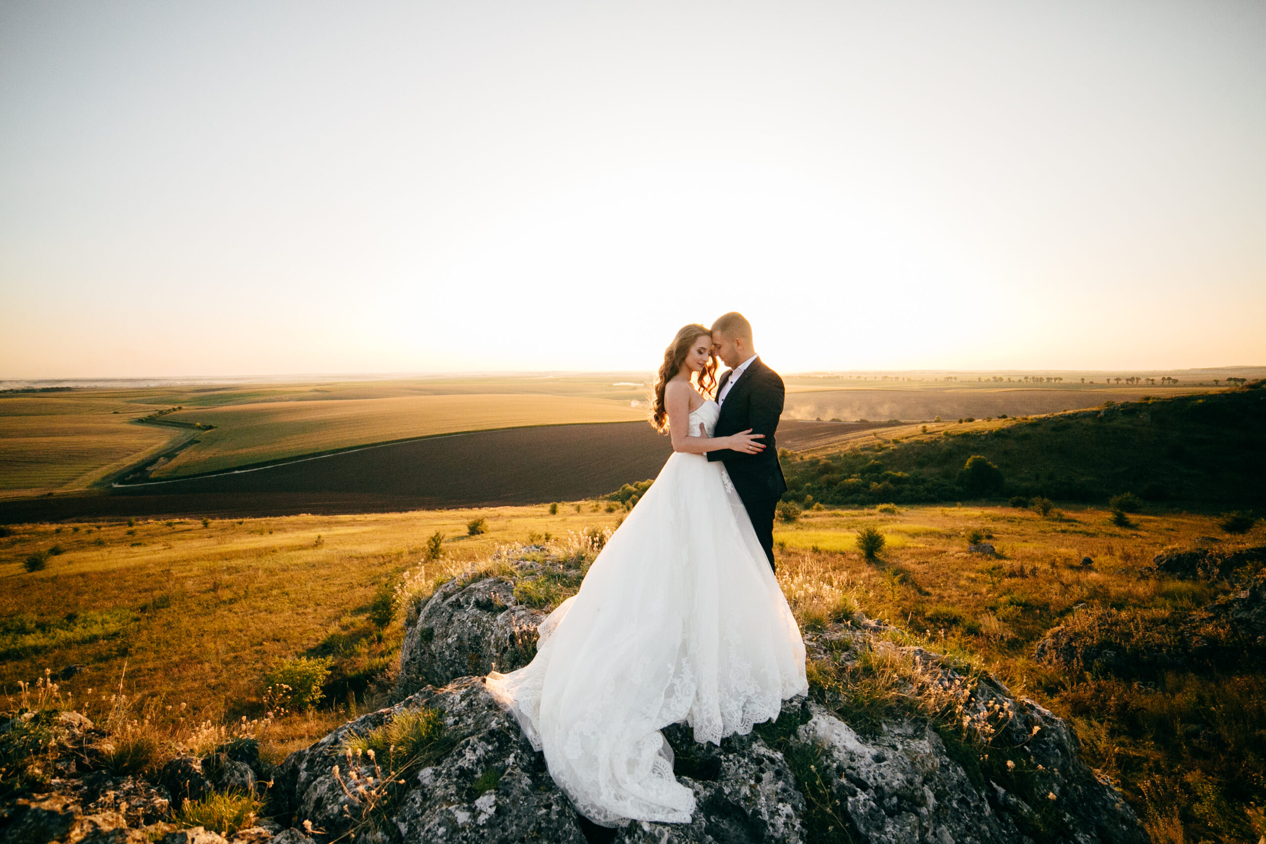 beautiful couple in love on a wedding day